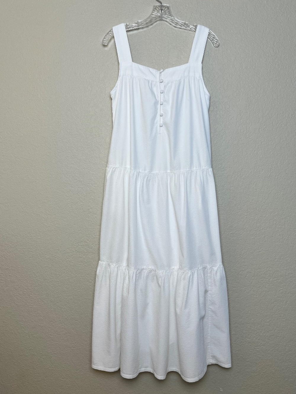 Faherty Marina Tiered Midi Seersucker White Sleeveless Dress Small - Picture 6 of 14